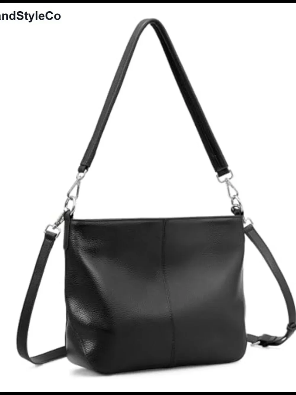 Genuine Leather Hobo Crossbody Bag with 2 Detachable Straps